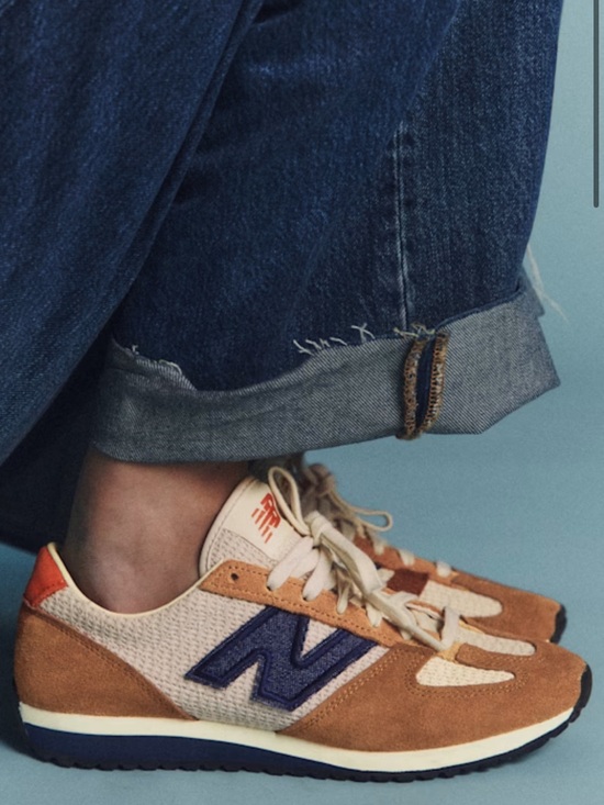Sezane Shoes - Sezane x New Balance Women's Tan, Navy & Cream Retro Runner Sneakers